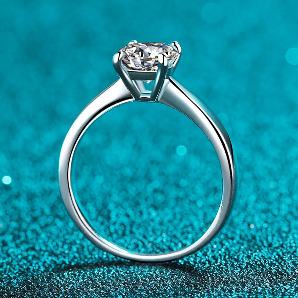 D VVS1 Moissanite Solitaire Ring - S925 Sterling Silver 0.5ct - 2ct