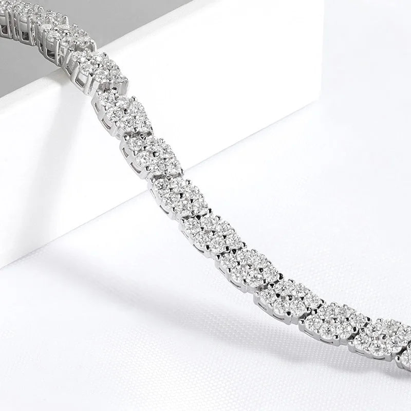 18K Plated All Moissanite Tennis Bracelet for Women Lab Created Diamond Chain 925 Sterling Silver Jewelry GRA