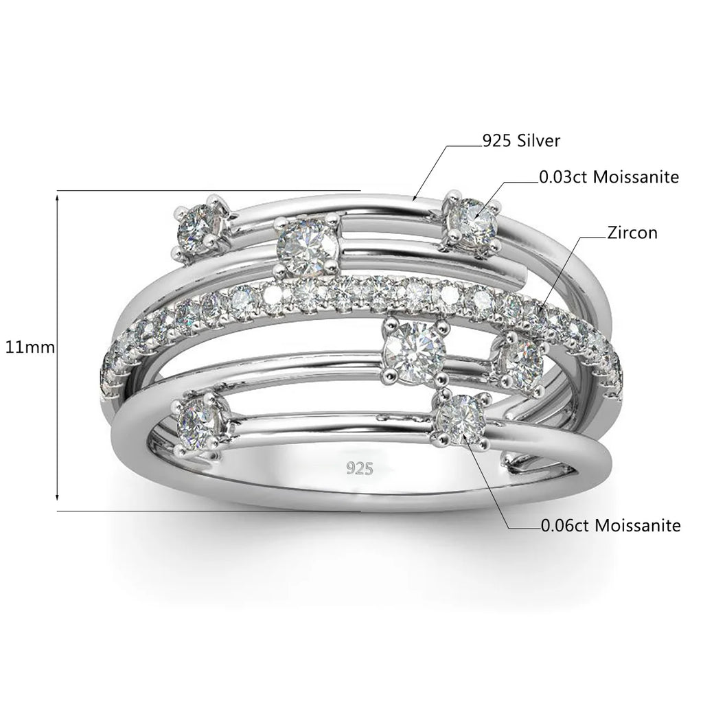 Moissanite Ring Eternity Wedding Band Solid 925 Silver