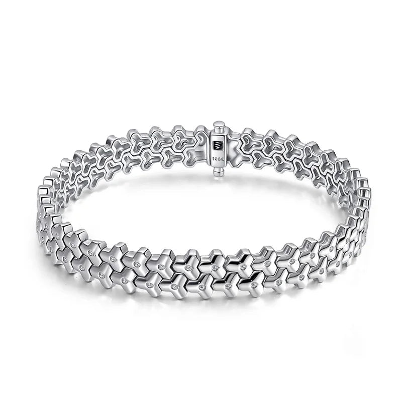 Moissanite Tennis Bracelet for Women Man Solid s925 Sterling Silver Plated 18k White Gold 8.5mm