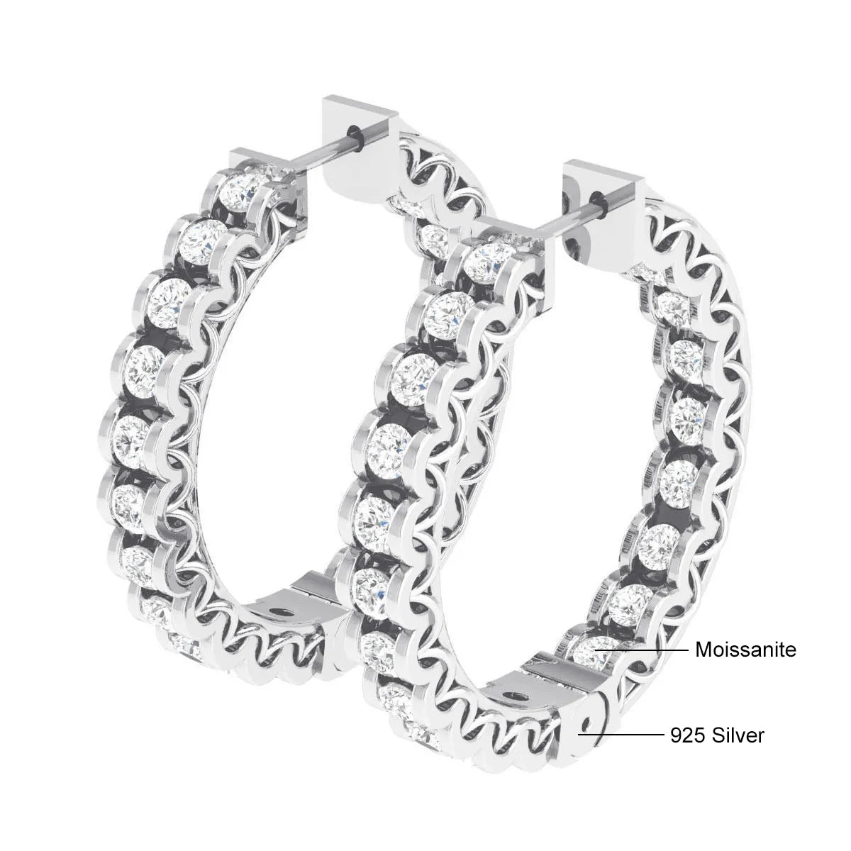 Full Moissanite Earrings hoops D VVS1 Luxury