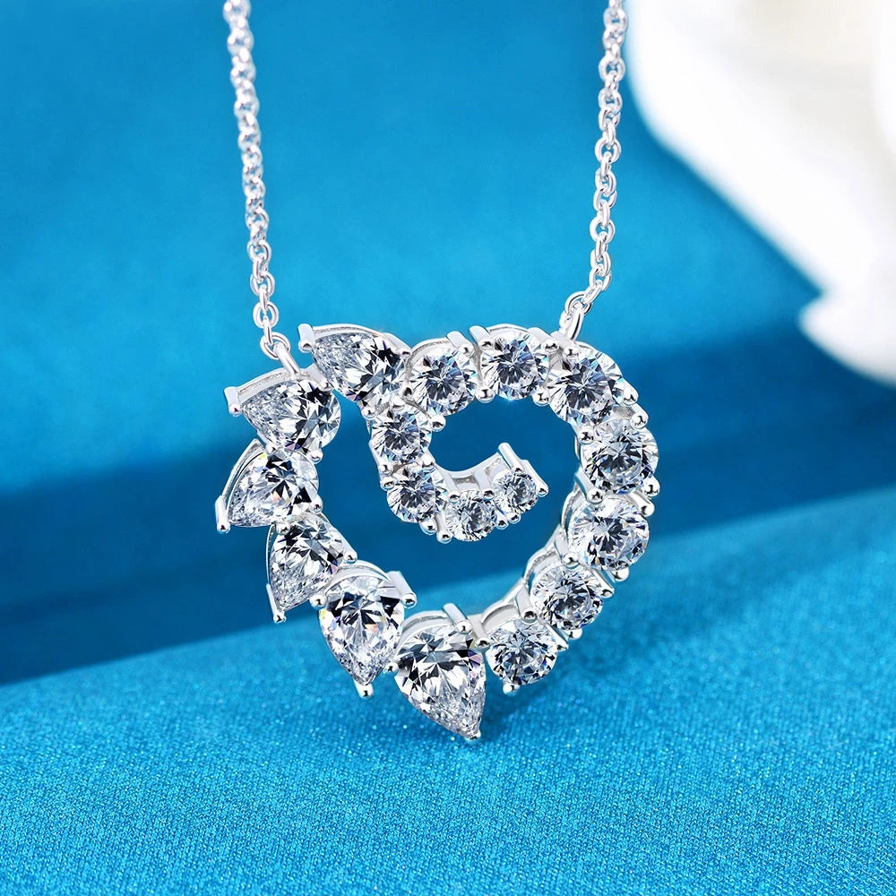 Cocktail Heart Pendant Necklace Moissanite