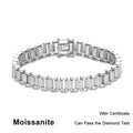 Moissanite Cuban Watch Bracelet Lab Diamond 925 Silver with White Gold Plated Tennis Bracelets for Women Man