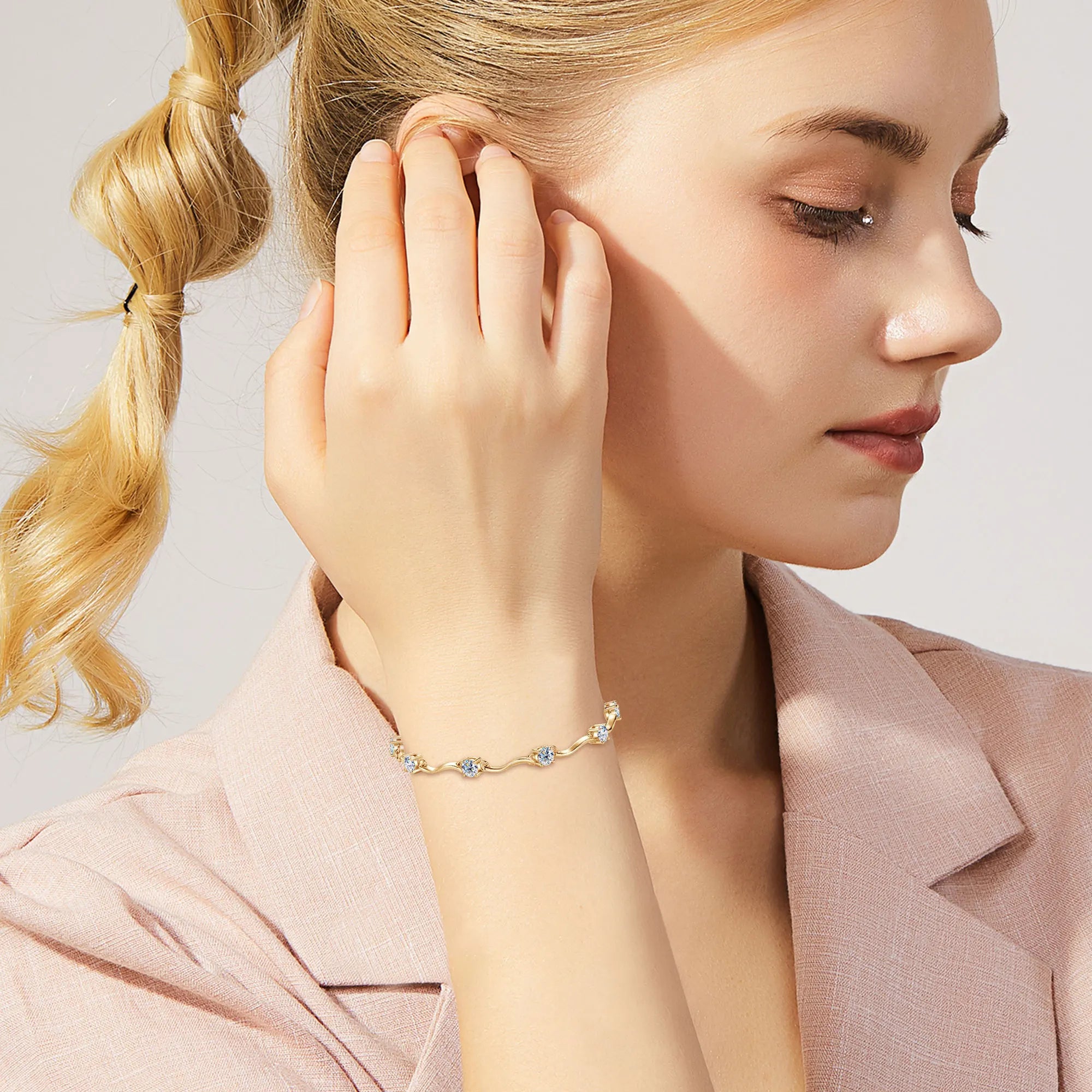 18K Plated 4mm Full Moissanite Bracelets for Women GRA Certified 3CT Lab Diamond Bracelet 100% Real Silver Chain 925