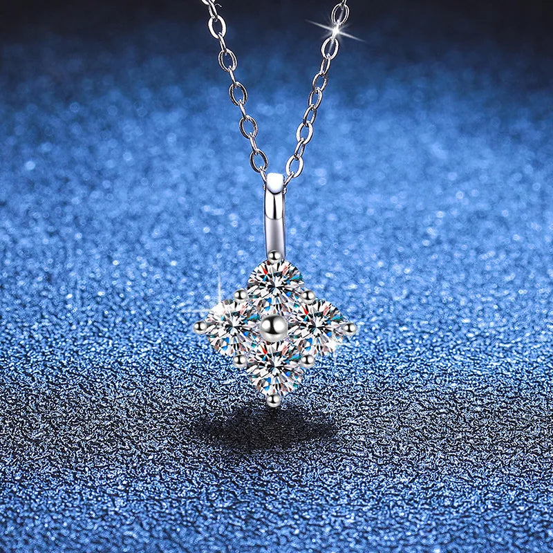 Sugar Cube Pendant Necklace 1.2Ct Moissanite PT950 Platinum Women Light Luxury