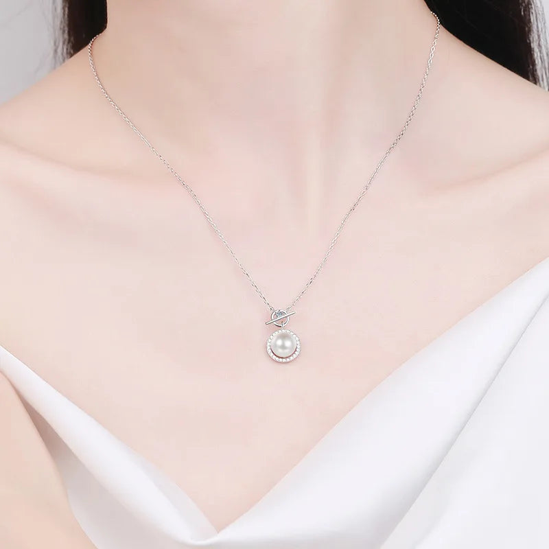 Moissanite Natural Freshwater Pearl Pendant Necklace