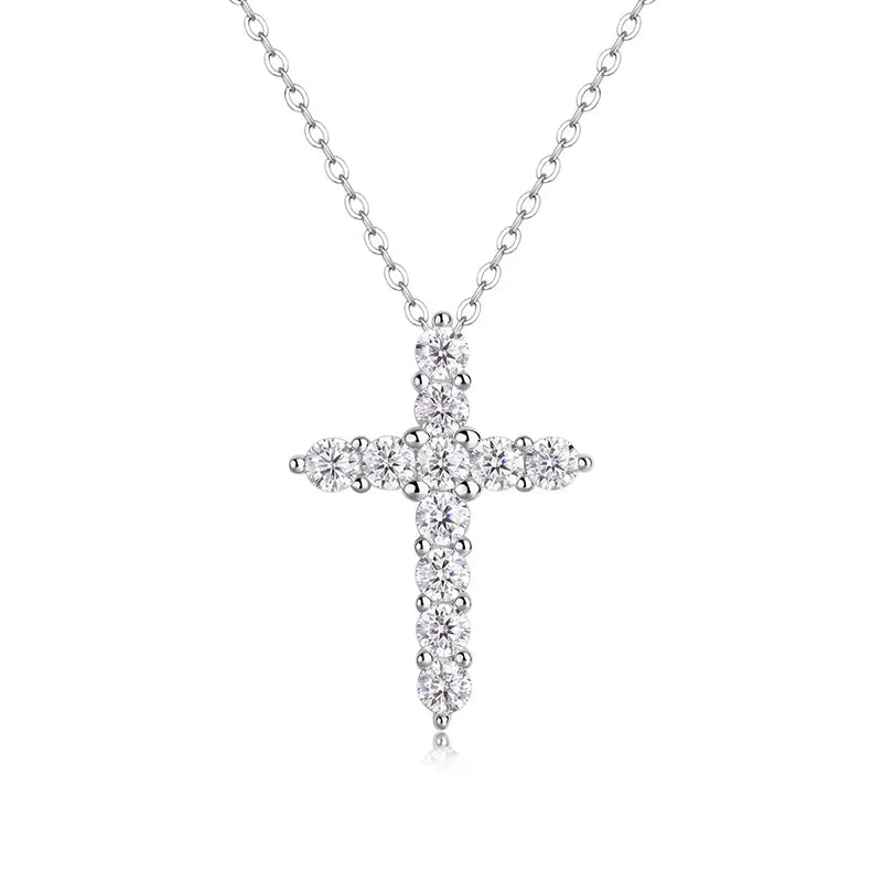 1.1ct Moissanite Cross Pendant Necklace