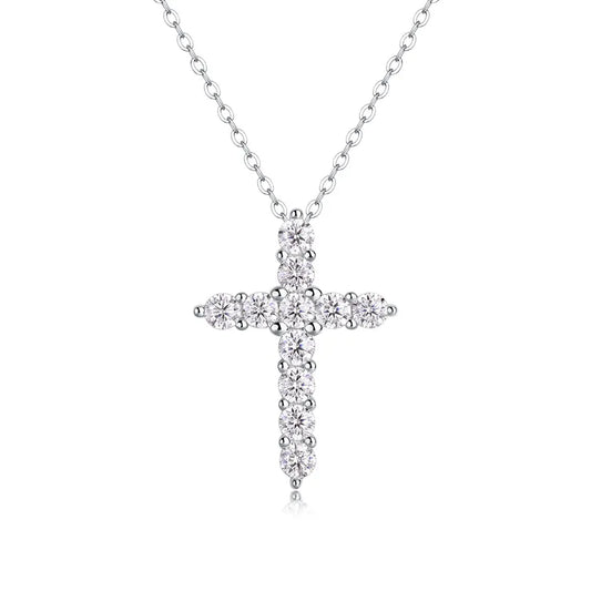 1.1ct Moissanite Cross Pendant Necklace