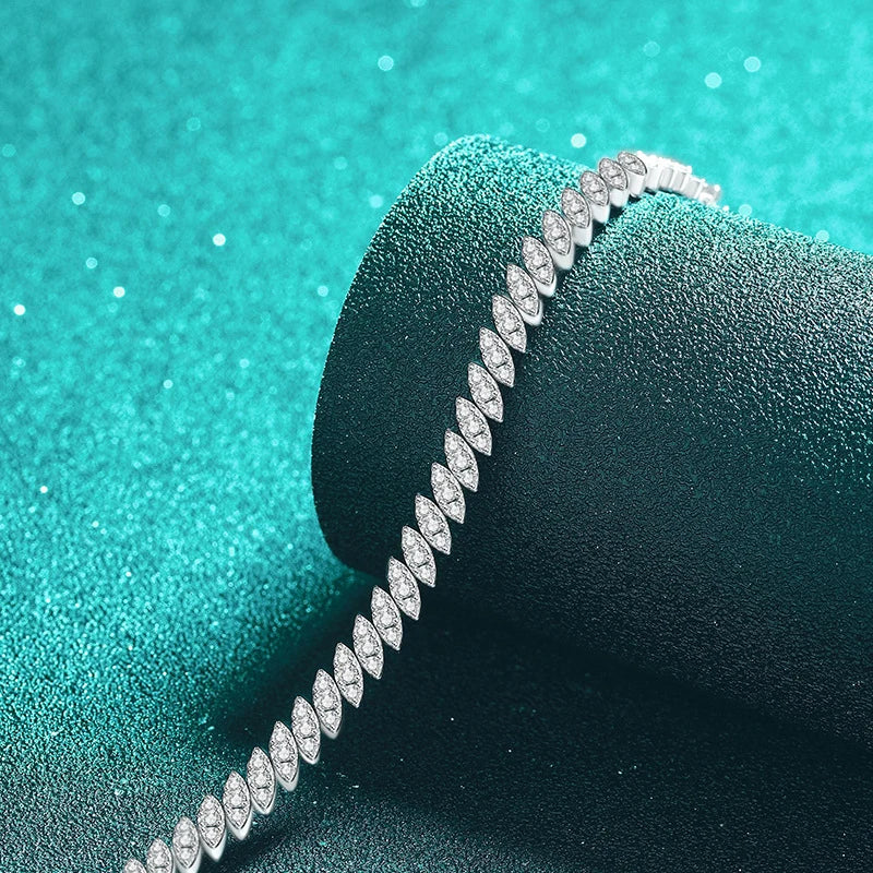 Full Moissanite Tennis Bracelets woman 925 Sterling Silver Marquise Shape Women's Hand Bracelet Chain luxury Jewelry