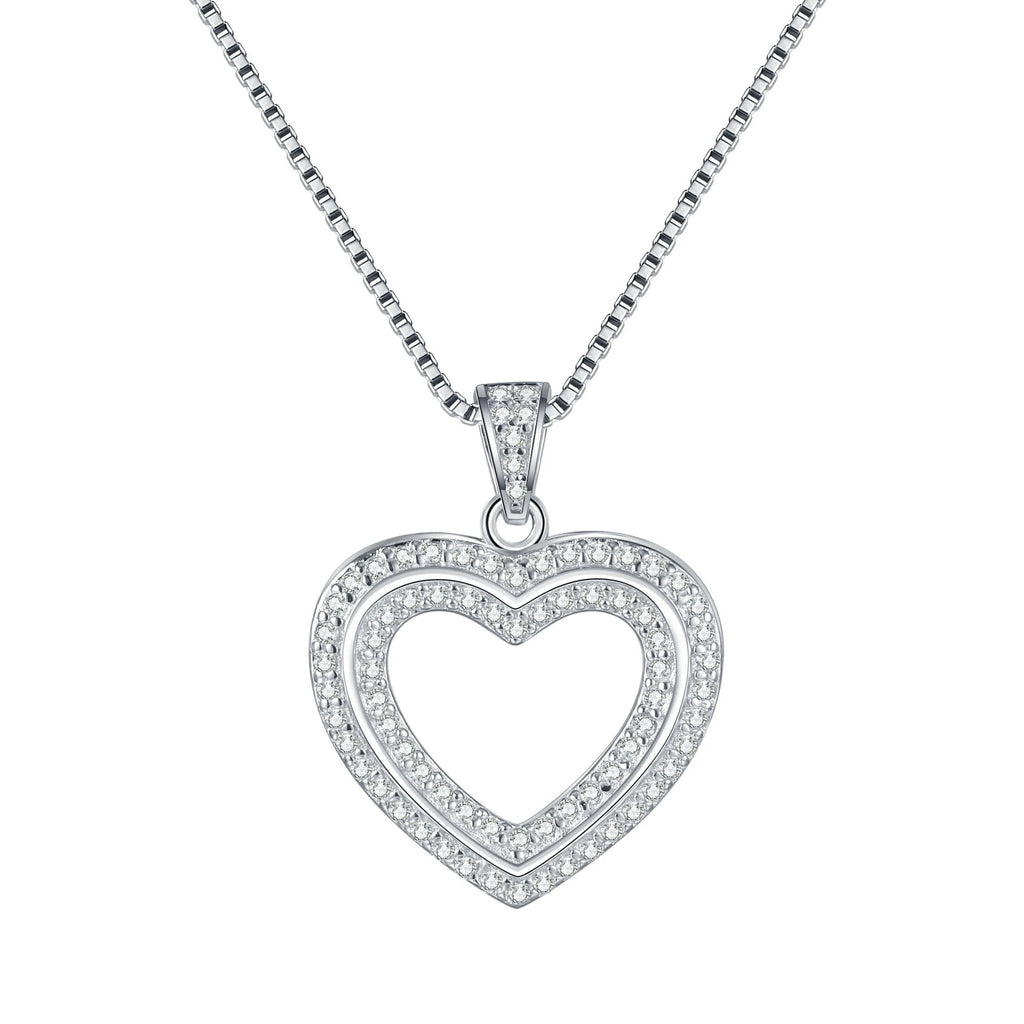 Girl Valentine's Day 18K White Gold Gorgeous Birthday Gift 0.385CT Moissanite Diamond PT950 Women Wedding Heart Shaped Necklaces