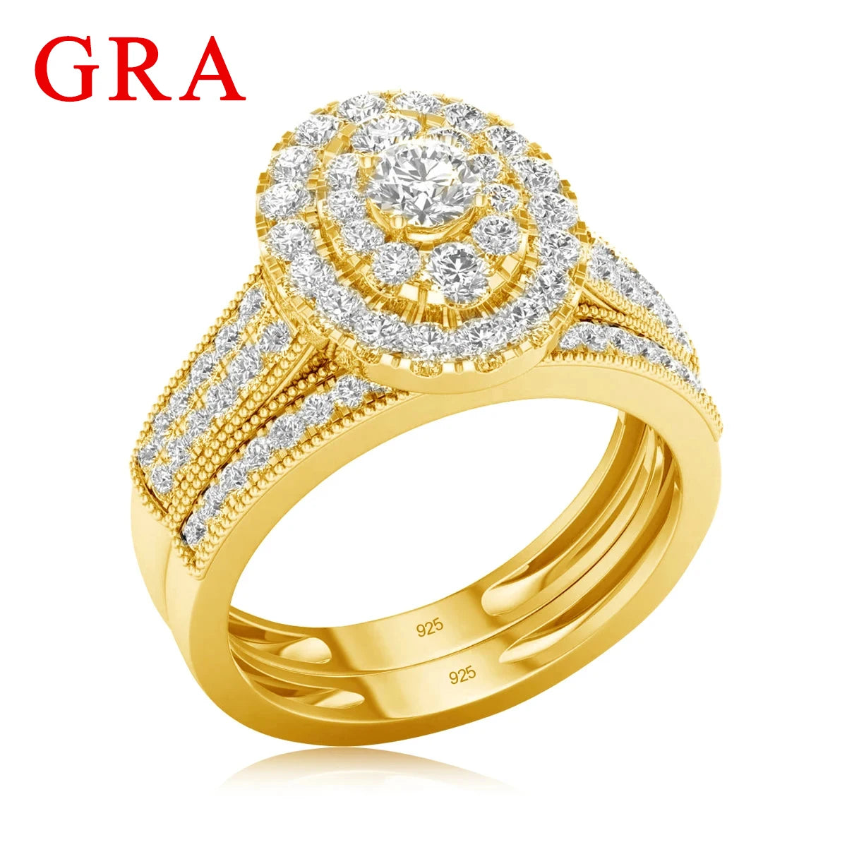 Moissanite Engagement Rings Set Bridal Jewelry 2PCS