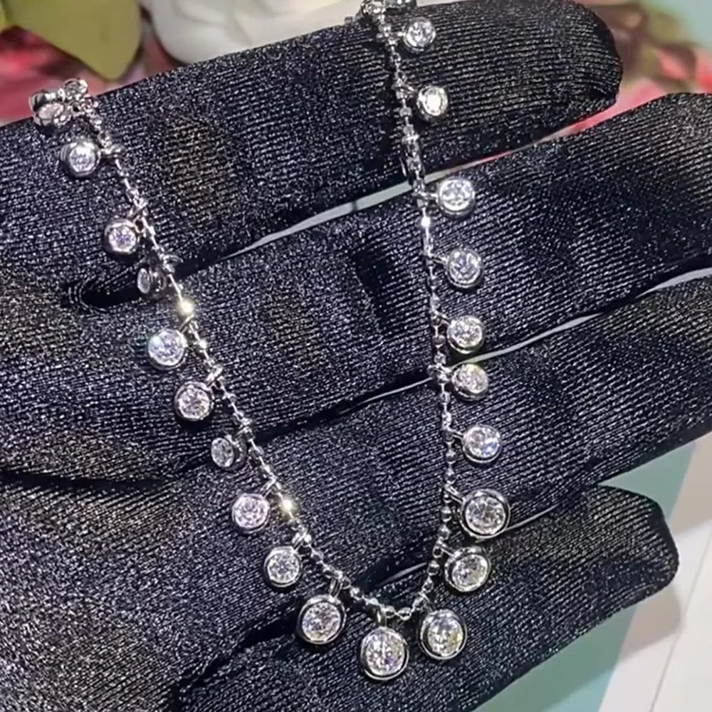 Moissanite Bubble Necklace  4.5ct D for Women Gift Solid s925 Silver Sparkling Lab Diamond Gypsophila Necklace Jewelry