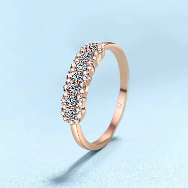 Women Wedding Band 18K Rose Gold Valentine's Day Rings Moissanite Diamond 0.37CT Engagement Girlfriend Birthday Gift Anniversary