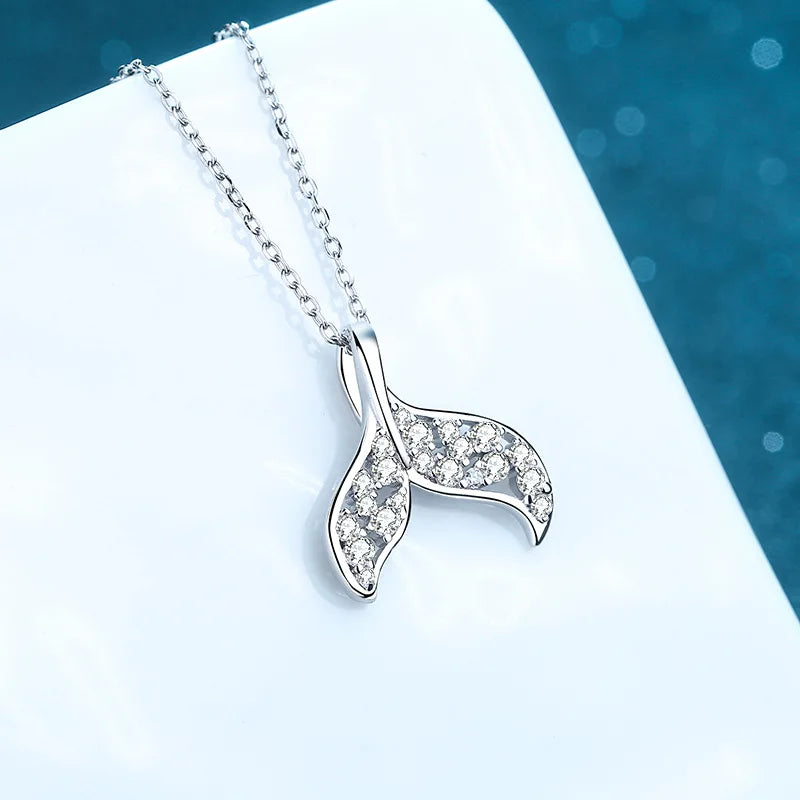 Platinum PT950 Mermaid Tail Necklace for Women Luxury Creative Personalized Diamond Pendant Collarbone Jewelry