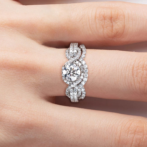 925 Sterling Silver 1.2 Carat Round D Color Moissanite Engagement Ring For Women