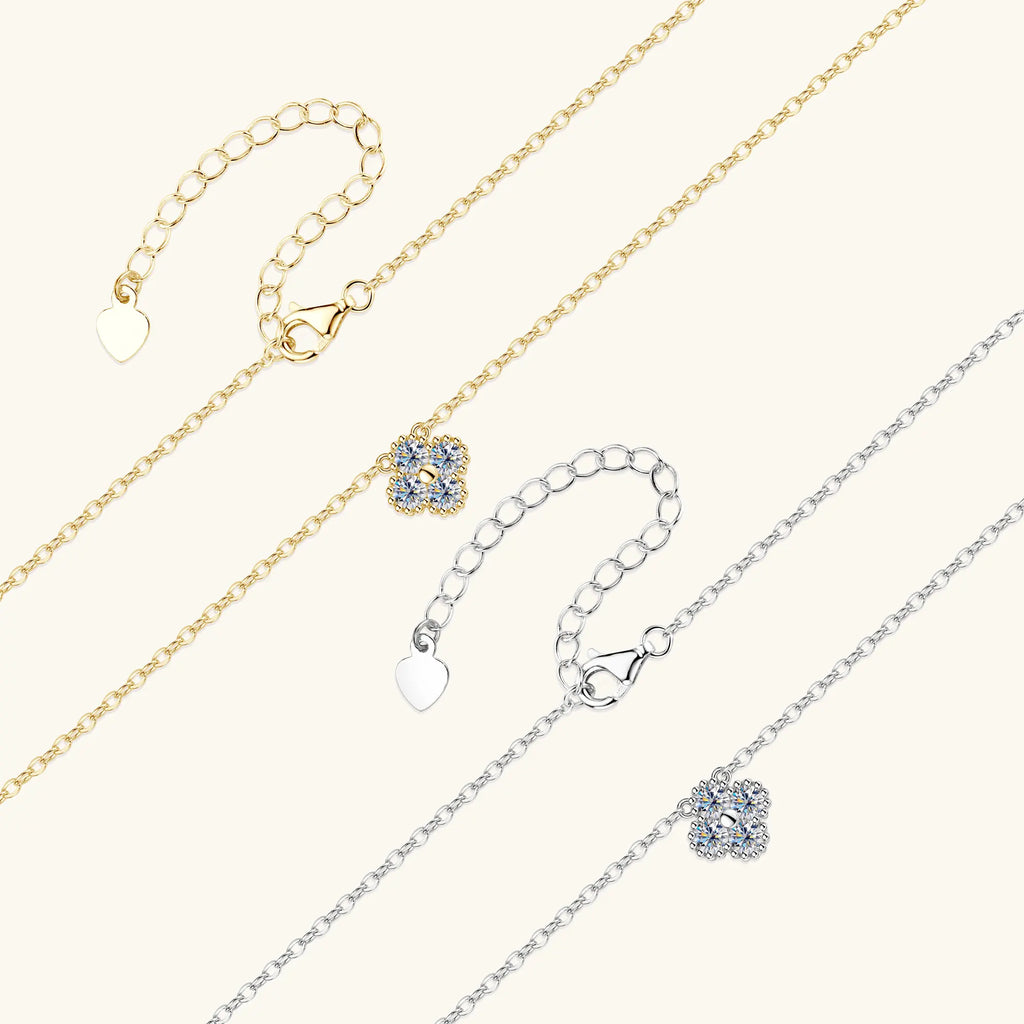 Certified Moissanite Pendant Necklace 3mm for Women Classic Clover Flower Neck Chain 100% Pure 925 Silver Chain Charm