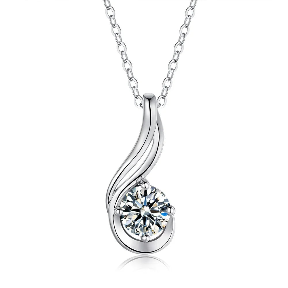 Moissanite Diamond Pendant 18k White Gold D Color 1ct for Women with Luxury Temperament Platinum Pt950 Versatile Necklace