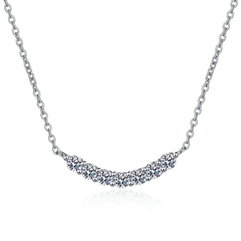 Valentine's Day Girl 18K White Gold Smile Necklaces Women Wedding 1.4CT Moissanite Diamond PT950 Platinum Birthday Gift Jewelry