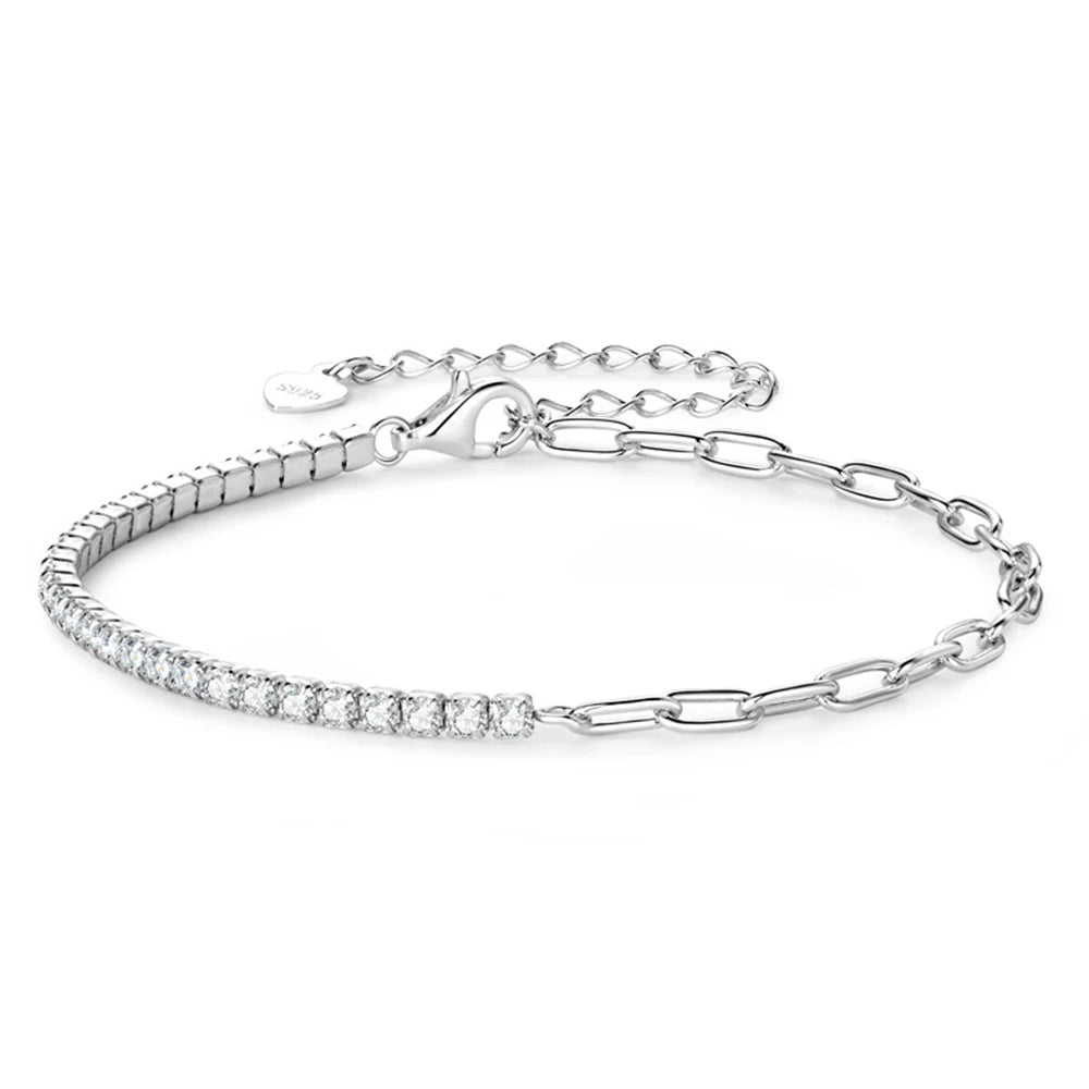 Moissanite Tennis Bracelet for Women 2mm  Luxury 925 Sterling Silver Tennis Chain Bracelet 2024 Trendy Accessories Jewelry Gifts