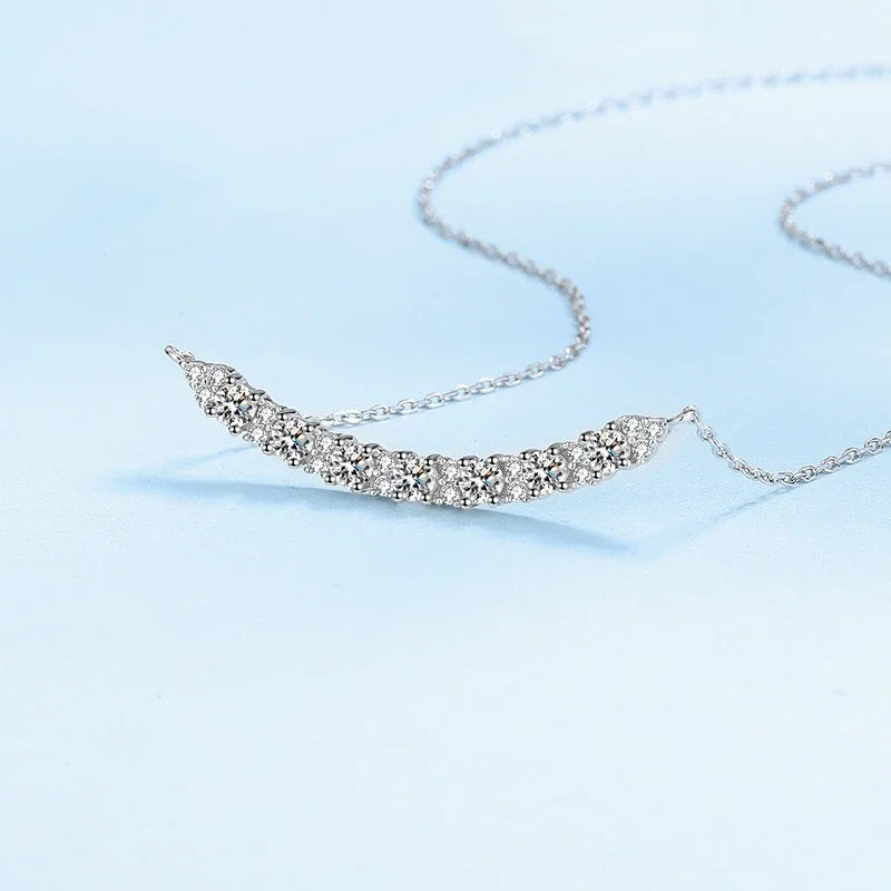 Daughter Adult's Day 18K White Gold Women Wedding Smile Necklaces 0.7CT Moissanite Diamond PT950 Platinum Girl Birthday Gift ins