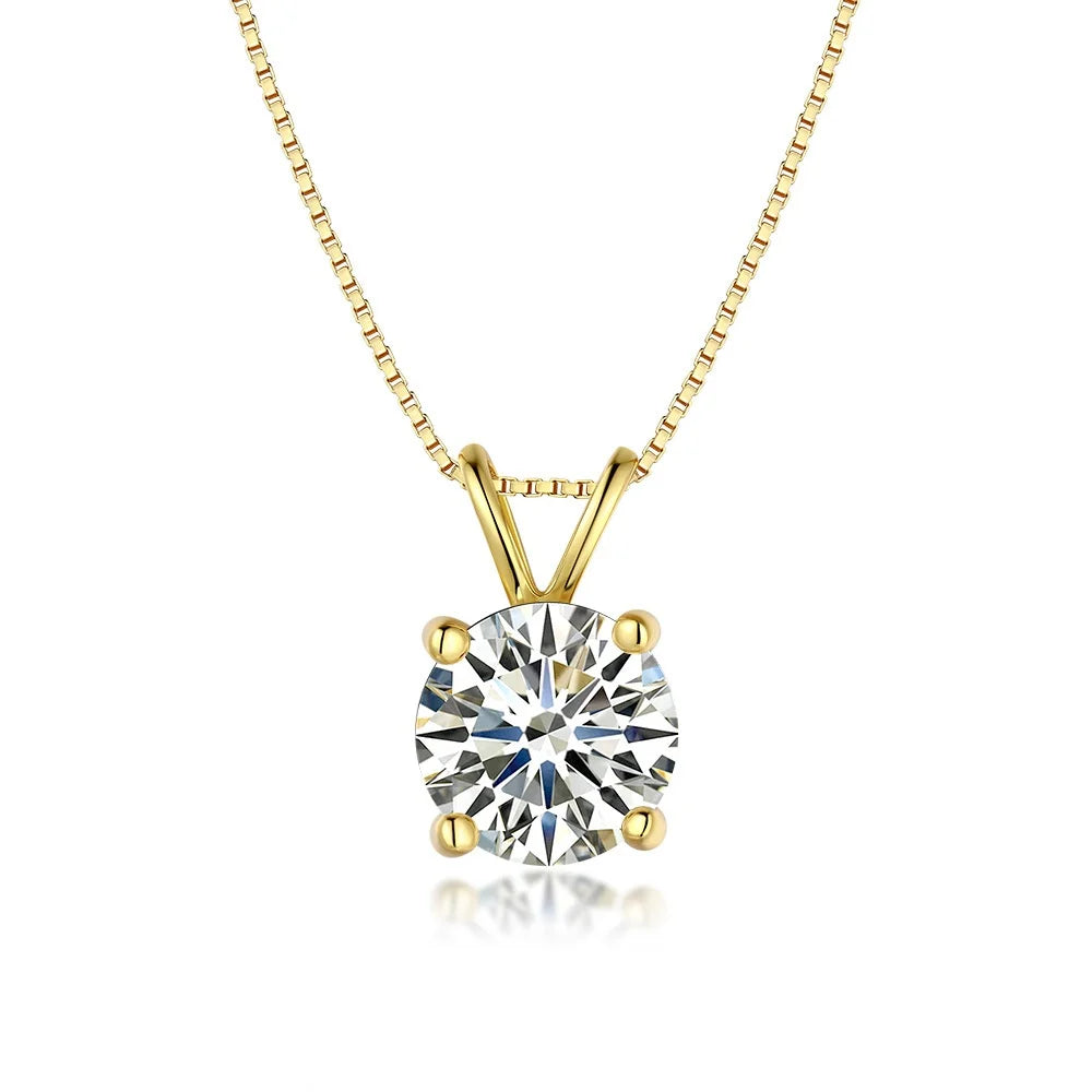 Four-claw Pendant for Women 1ct Diamond Moissanite Necklace Classic 14K Gold Elegant Wedding Fine Jewelry Gift