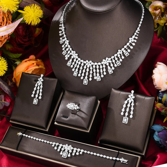 Luxury 4PCS Indian Nigerian Wedding Jewelery Set Gift