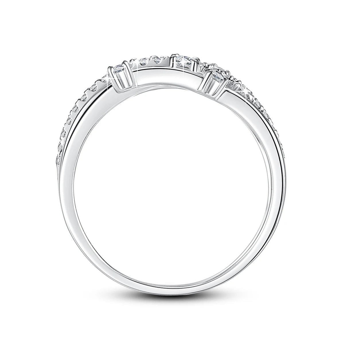 Moissanite Ring Eternity Wedding Band Solid 925 Silver