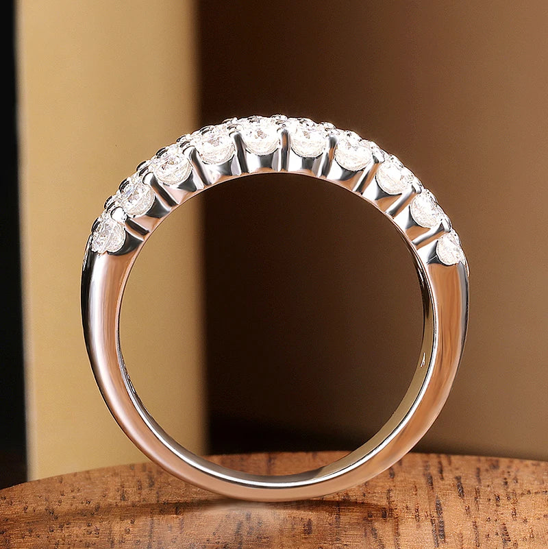 3-Row Moissanite Half Eternity Band - S925 Sterling Silver