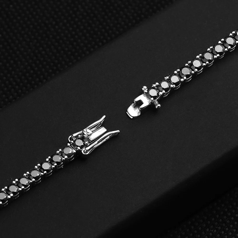 Tennis Bracelet Full Diamond GRA 925 Sterling Silver Plated 18k Hiphop Bracelets for Women Man 3mm 4mm Black Moissanite