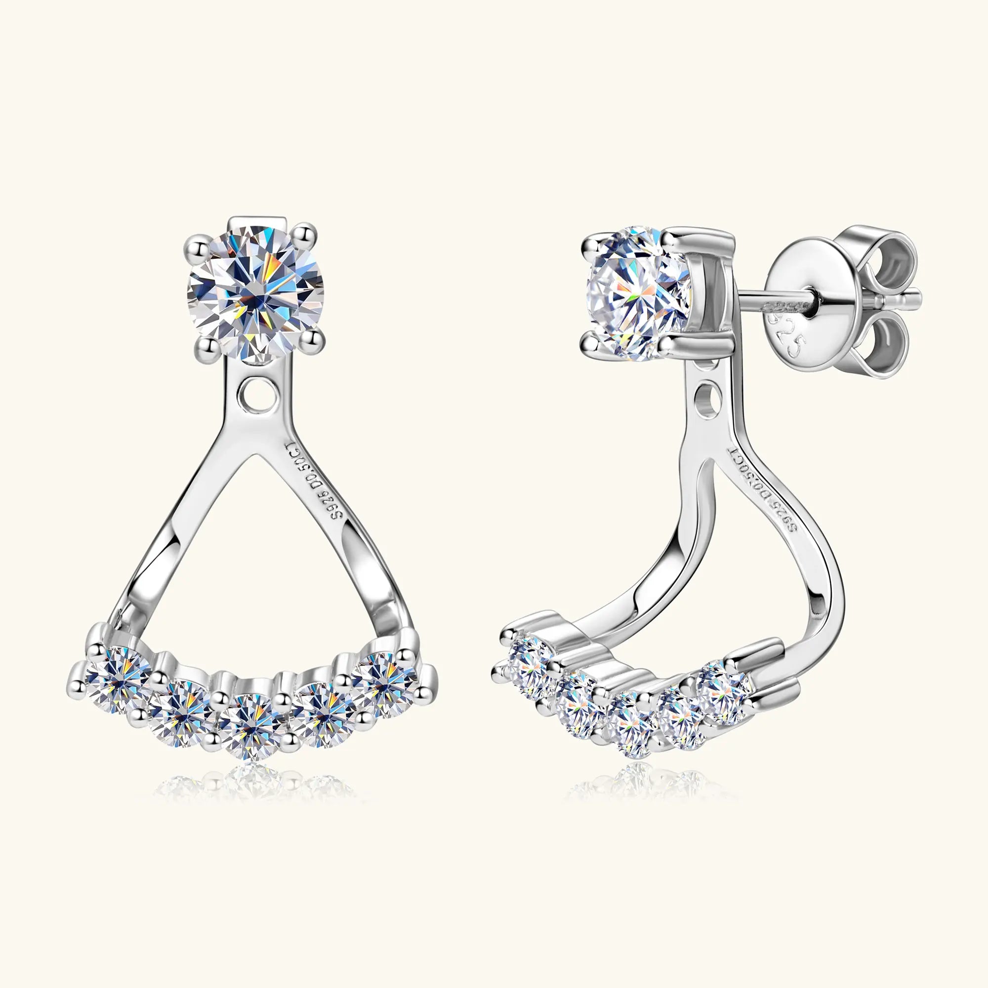 Stud Earrings for Women Sparkling Brilliant Cut Diamond 925 Sterling Silver 0.5CT Moissanite Ear Jewelry GRA Certified