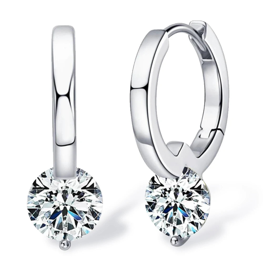 Earrings For Women 1 Carat Classic Simple Moissanite Drop Earring Sparkling Fine Jewelry Certified Original 925 Silver