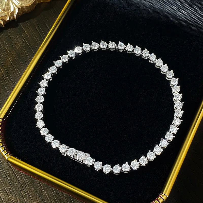 Tennis Bracelet 3 Claw Moissanite 3mm GRA Certified Diamond Bracelet Chain s925 Sterling Silver Bracelets for Women Man