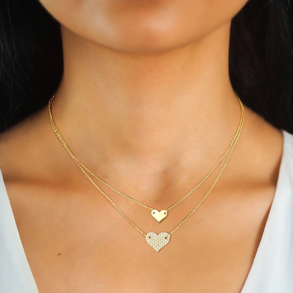 Full Moissanite Heart Pendant Necklace Original 925 Sterling Sliver Double Layered Clavicle Chain For Women Plated 18k Jewellry