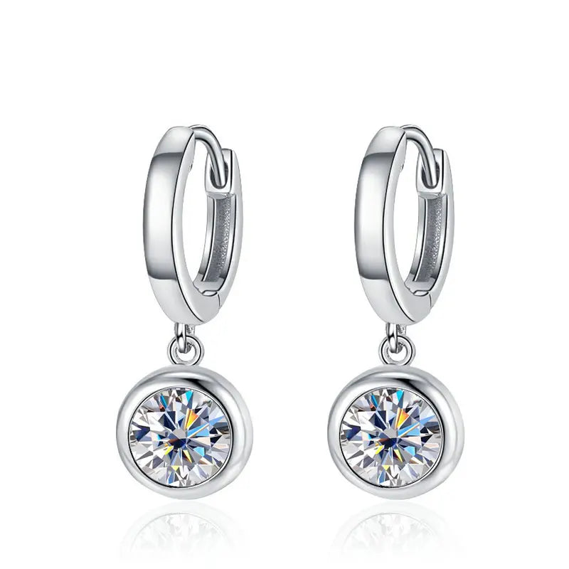 Moissanite Pendant Hoop Earrings | D VVS1 S925 Silver