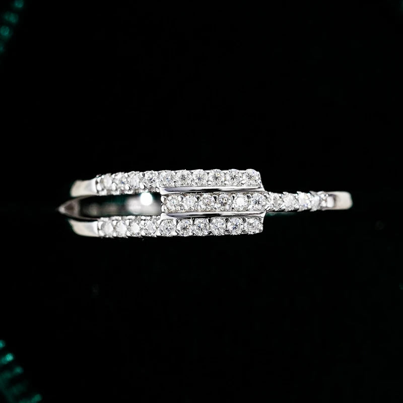 Girl Valentine's Day 18K White Gold Birthday Gift Rings 0.7CT Moissanite Diamond Women Wedding Band PT950 New Year Gift Party