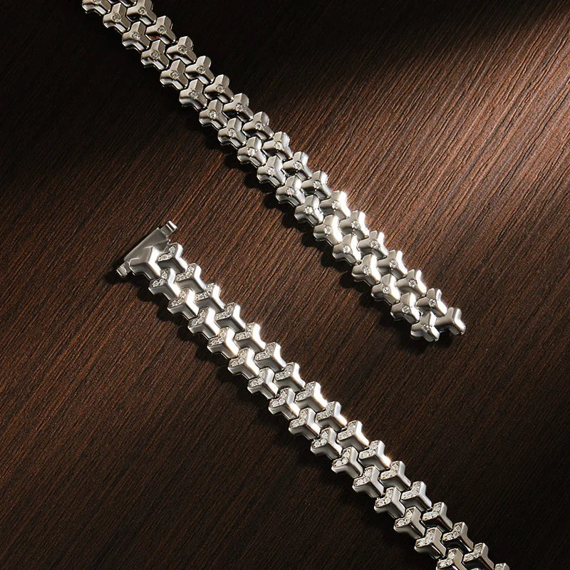 Moissanite Tennis Bracelet for Women Man Solid s925 Sterling Silver Plated 18k White Gold 8.5mm