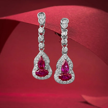 Ruby Sapphire Drop Earrings Moissanite