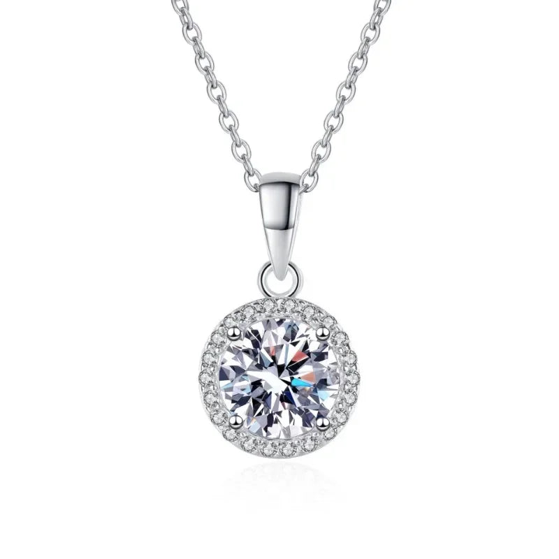Women Valentine's Day 18K White Gold Wedding Girl Necklaces 1CT Moissanite Diamond Pendant PT950 Platinum Daughter Birthday Gift