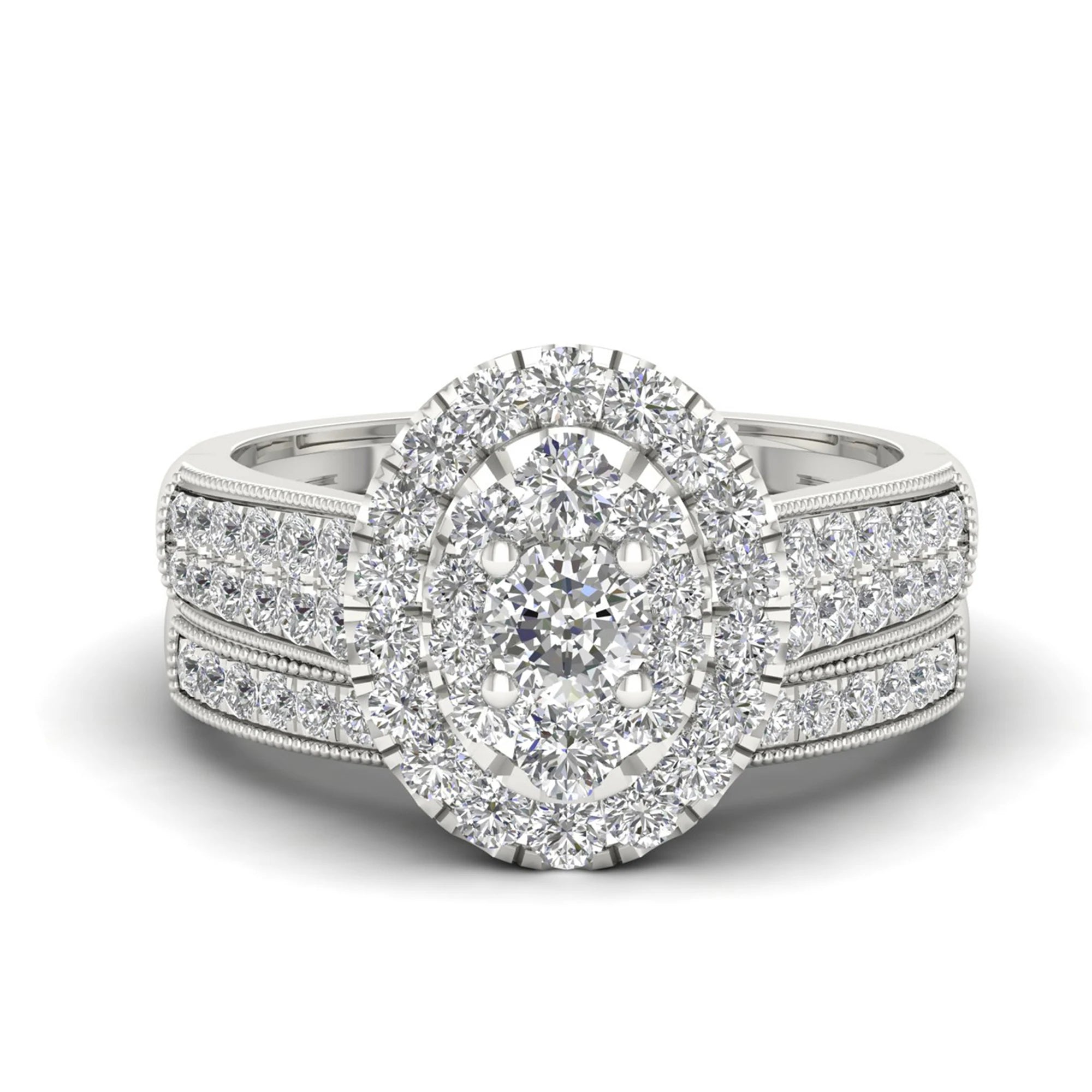 Moissanite Engagement Rings Set Bridal Jewelry 2PCS