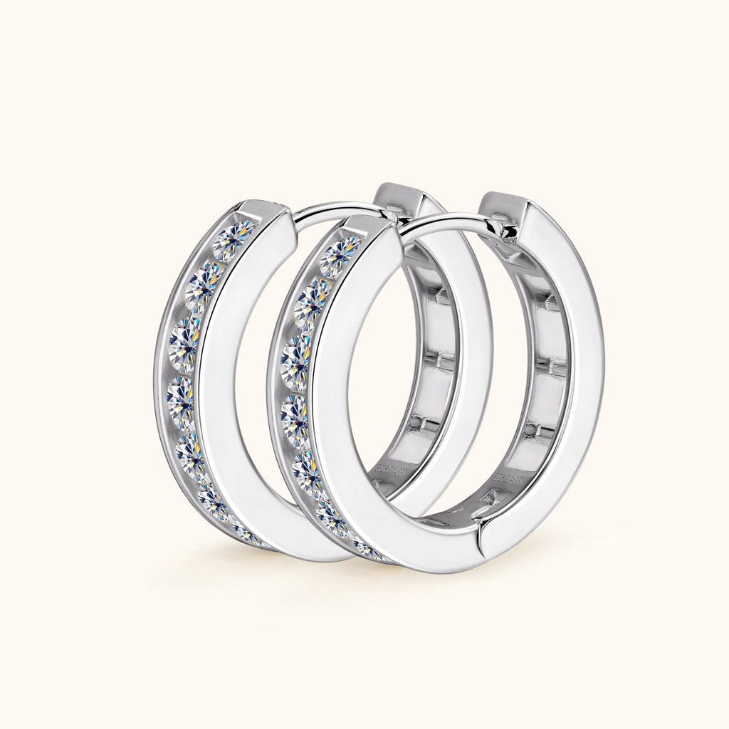 Hoops 2.5mm Full Moissanite Earrings 925 Sterling Silver Earring Sparkling Lab Diamond Ear for Women Plated 18K Gold Jewelry GRA