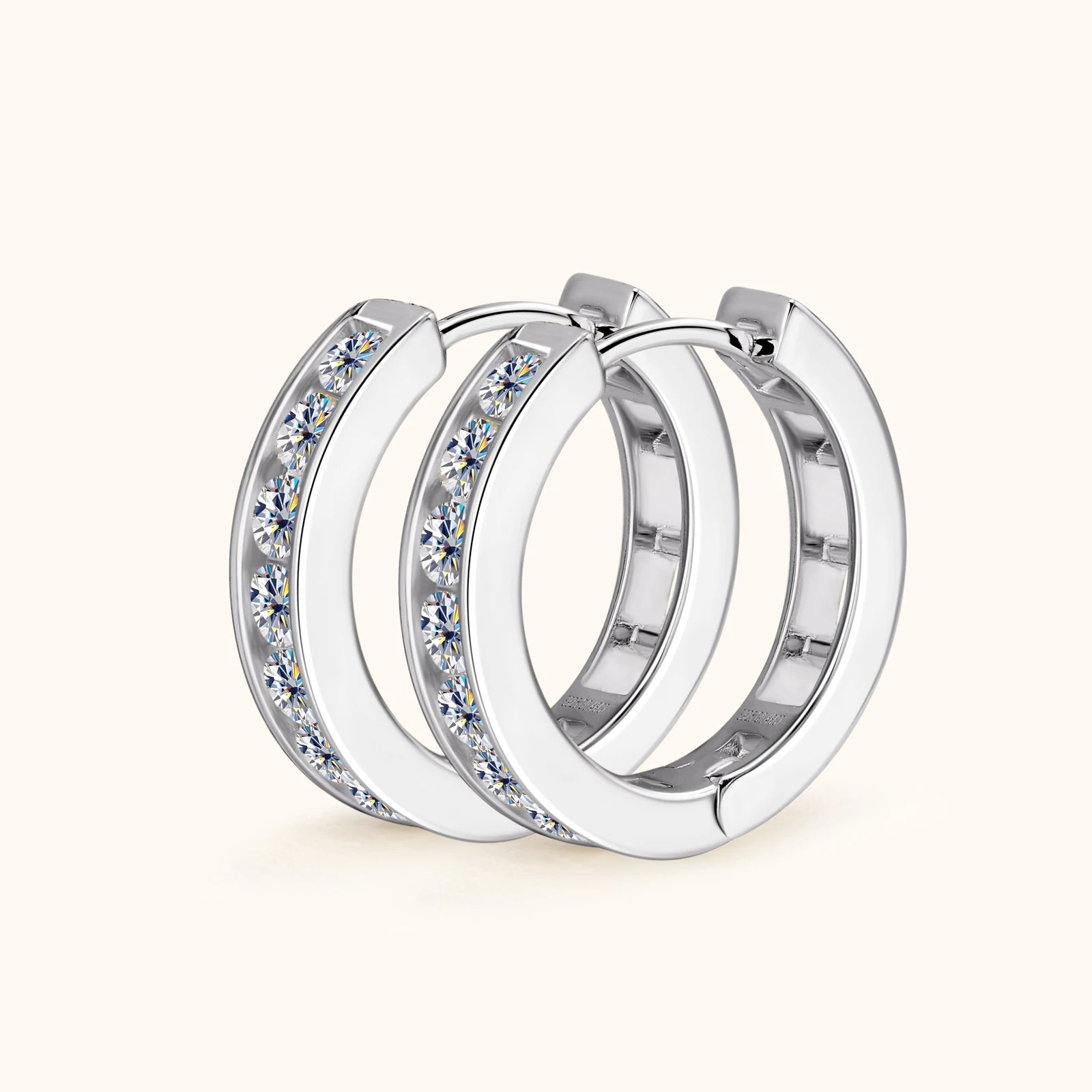 Hoops 2.5mm Full Moissanite Earrings 925 Sterling Silver Earring Sparkling Lab Diamond Ear for Women Plated 18K Gold Jewelry GRA