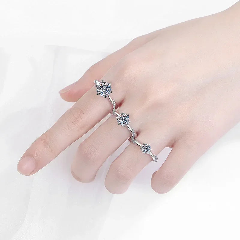 Women Engagement 18K White Gold Wedding Band 0.5/1CT Moissanite Diamond Birthday Gift PT950 Platinum Girl Valentine's Day Rings