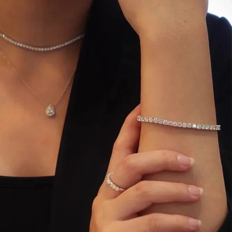 Moissanite Tennis Bracelet Original s925 Sterling Silver 3mm 4mm 5mm 6.5mm Lab Diamond Bracelets for Women Men Chains