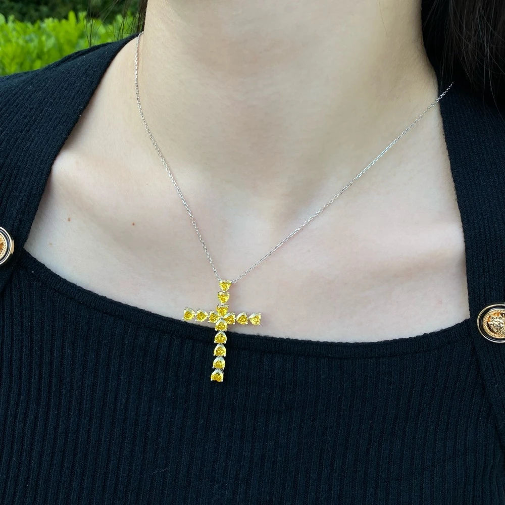 Moissanite Cross Pendant Necklace