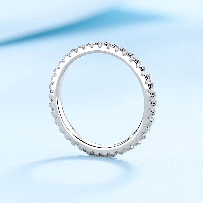 Designer Jewelry Women 18K White Gold VVS1 D Color 0.57CT Moissanite Diamond Perfect Cut Full Circle Wedding Sparkling Rings