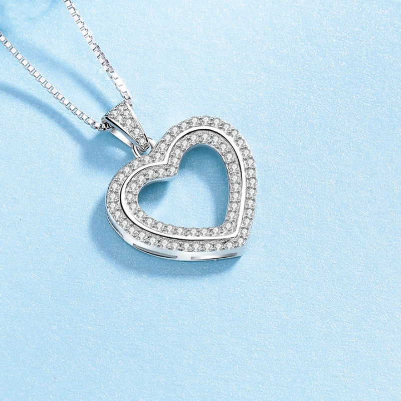 Girl Valentine's Day 18K White Gold Gorgeous Birthday Gift 0.385CT Moissanite Diamond PT950 Women Wedding Heart Shaped Necklaces
