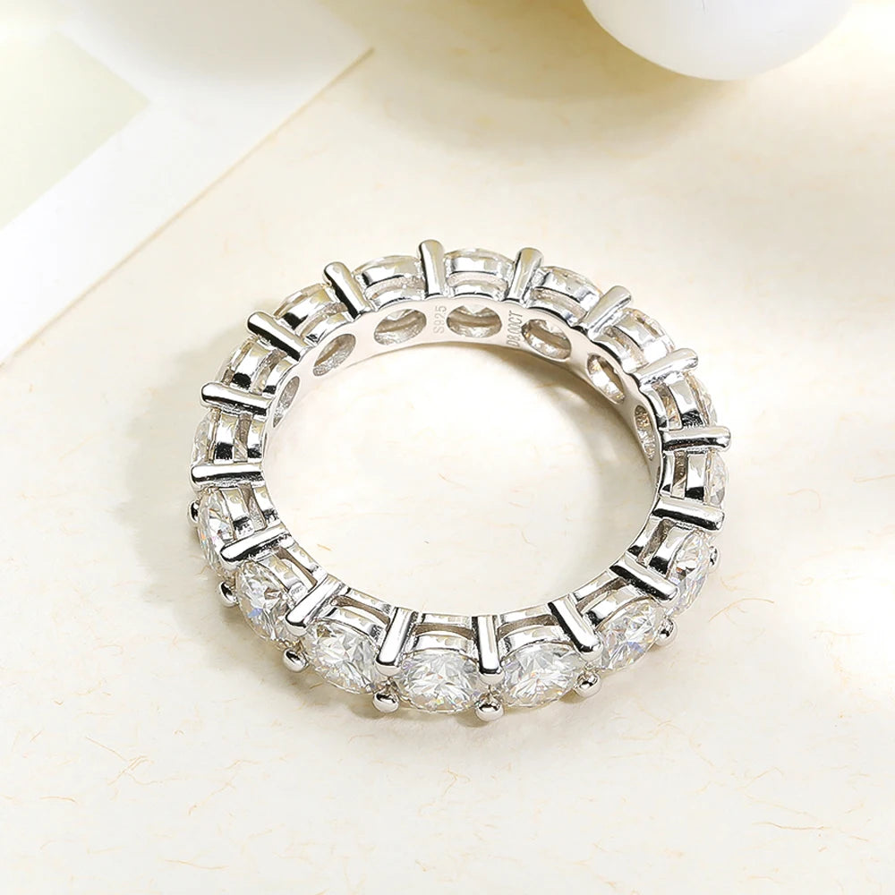 3mm 5mm D Color All Moissanite Row Rings For Women Wedding Bridal 100% S925 Sterling Silver Plated 18K Eternity Rings