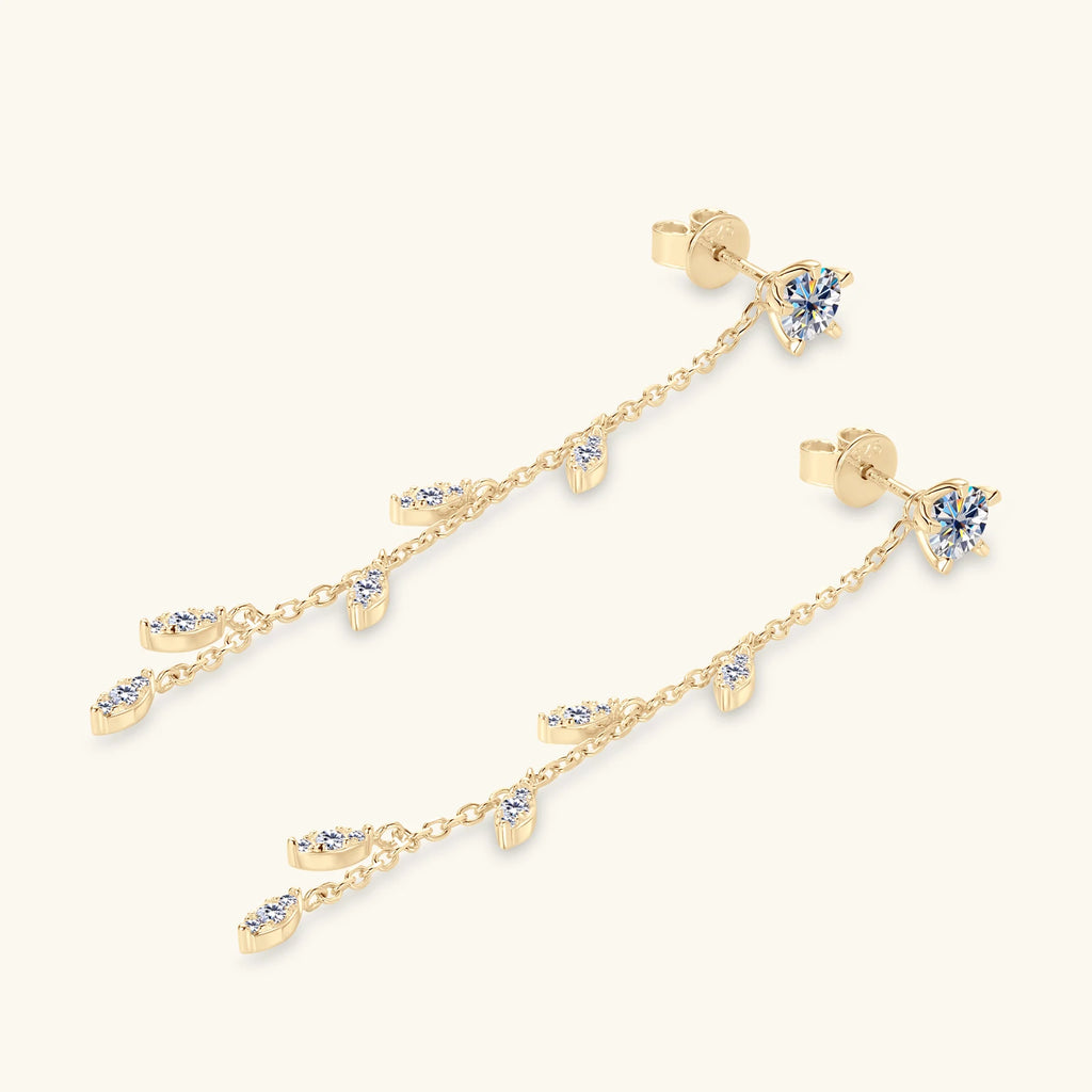 Long Tassel All Moissanite Drop Earrings for Women GRA Certified D VVS1 Lab Diamond 925 Sterling Silver Dangle Earring