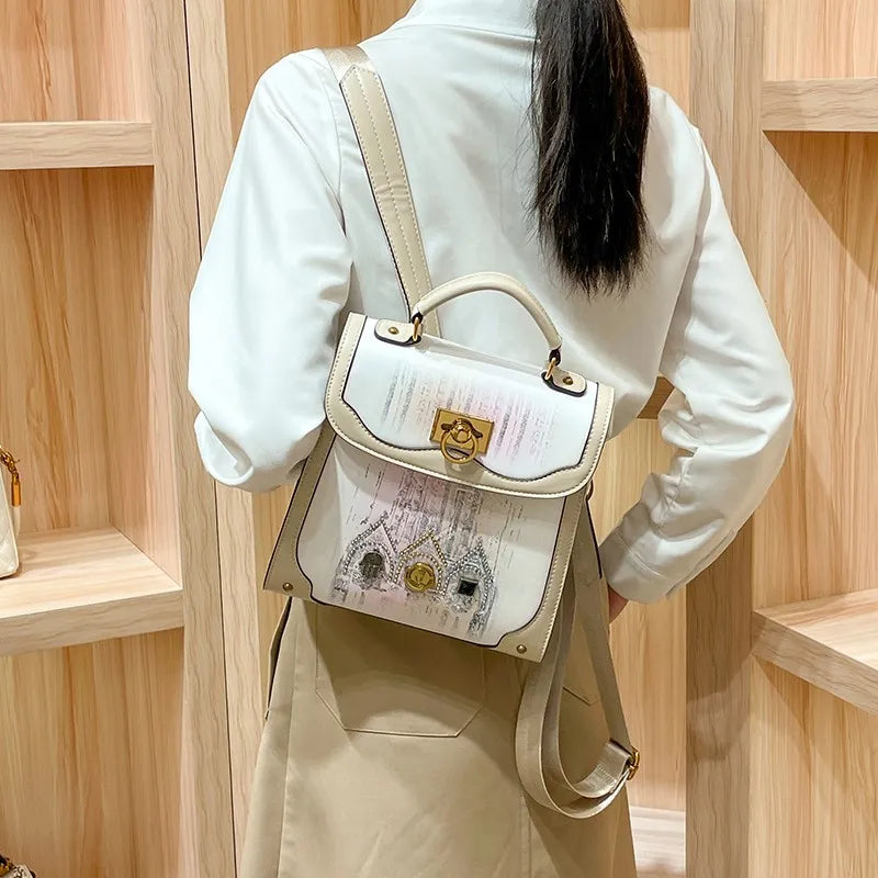 Brand genuine leather shoulder bag. travel backpack, small backpack, handbag