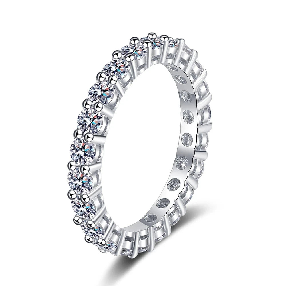 3mm 5mm D Color All Moissanite Row Rings For Women Wedding Bridal 100% S925 Sterling Silver Plated 18K Eternity Rings